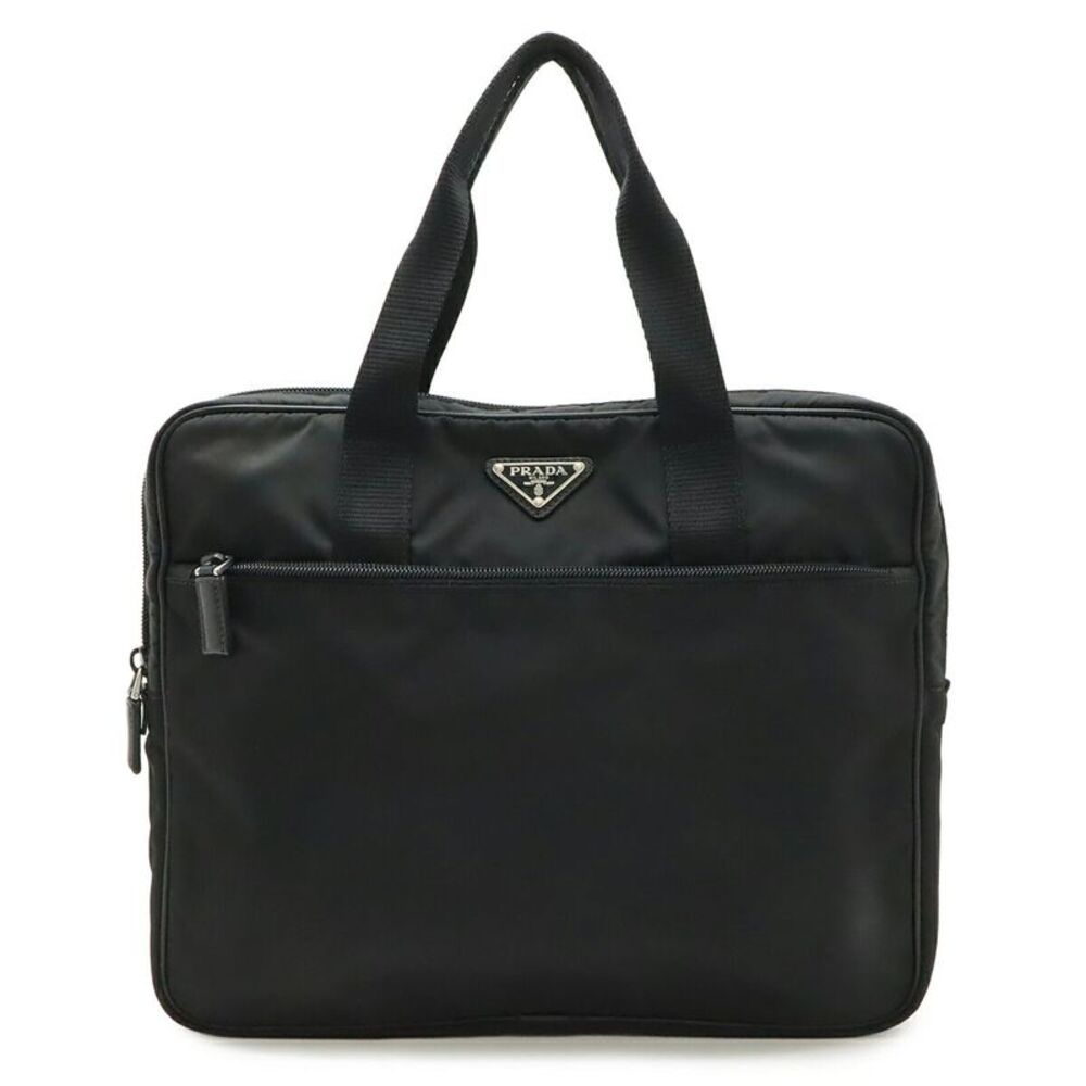Prada Nylon Leather Triangle Logo Briefcase - Picture 1 of 8